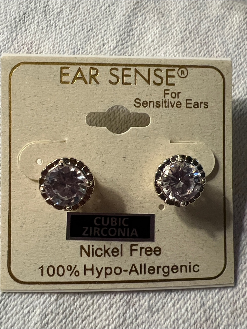 3/$18 Ear Sense Cubic Zirconia Stud Earrings - Clear/Silver Lot 574